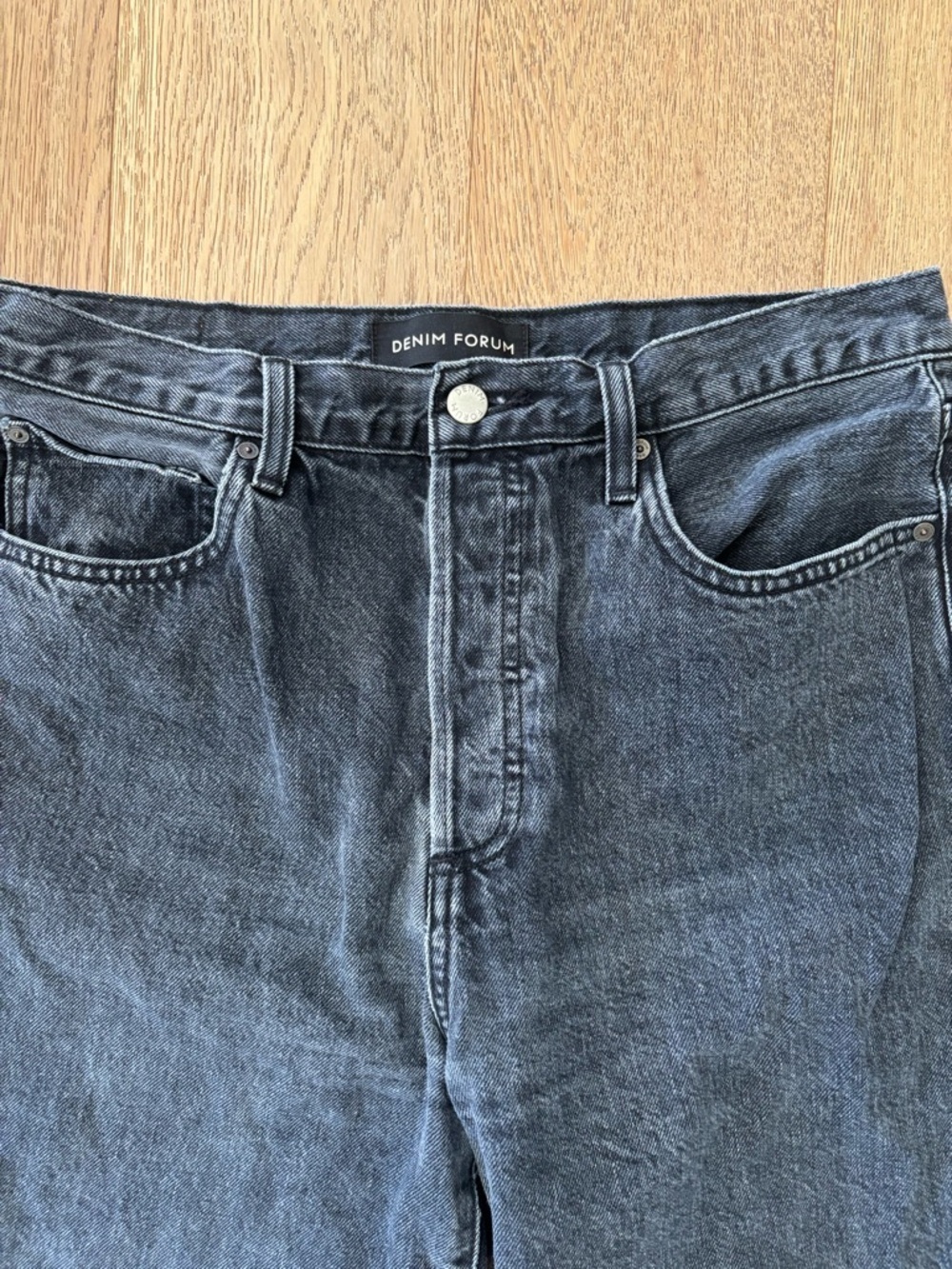 Denim Forum Farrah High Rise Wide Leg Jeans Black Raw Hem 31x26 - Picture 3 of 7